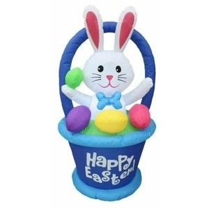 Easter Inflatable Bunny Rabbit Decor LED 4 Ft Tall Lights Blowup Yard Decoration